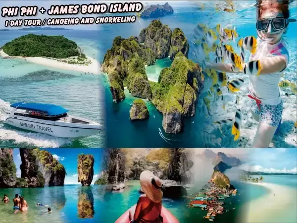 Phi Phi island + James Bond island tour Maya Bay + Blue lagoon + Bamboo island + James Bond island Canoeing and Snorkeling 1 Day tour