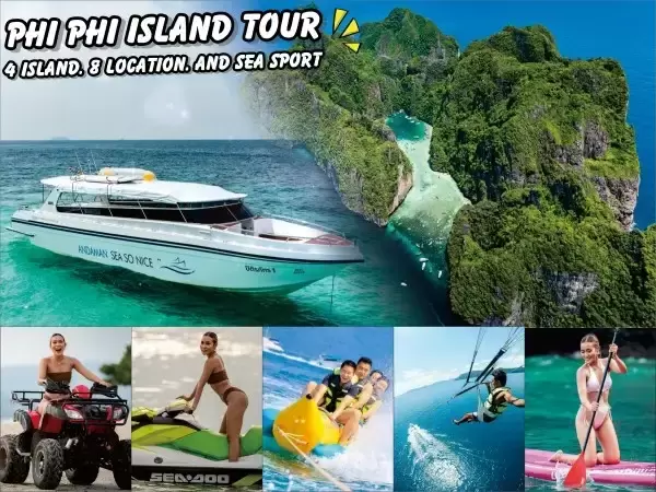 Phi Phi Island Tour Maya bay + Blue lagoon + Khai island  + water sports at Rang yai island 